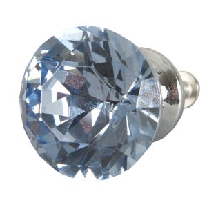 BOUTON DE PORTE VERRE A FACETTE 4 CM ET METAL