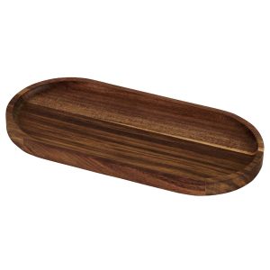 PLATEAU OVALE EN BOIS D&rsquo;ACACIA 25 X 1.5 X 12 CM